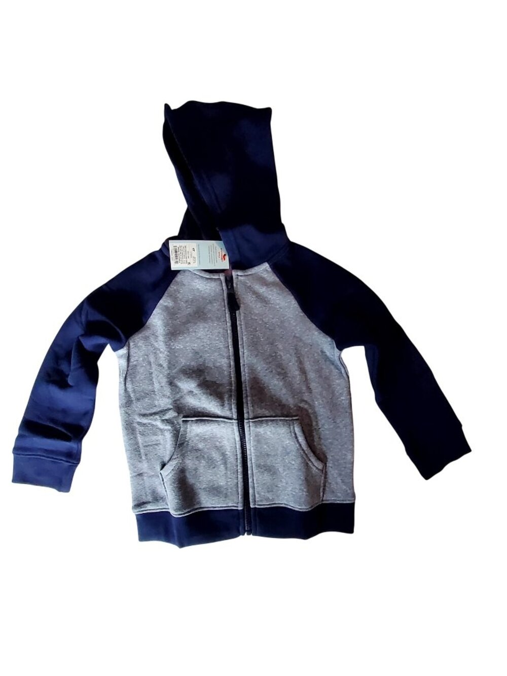 Cat & Jack Toddler Zip-Up Hoodie 4T Navy & Gray Cotton Blend  Dual front pockets